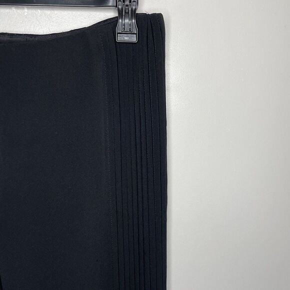 VALENTINO SpA Womens Solid Black Silk-Blend Dress Pants Sz 10 Accordion Pleats - Picture 2 of 8